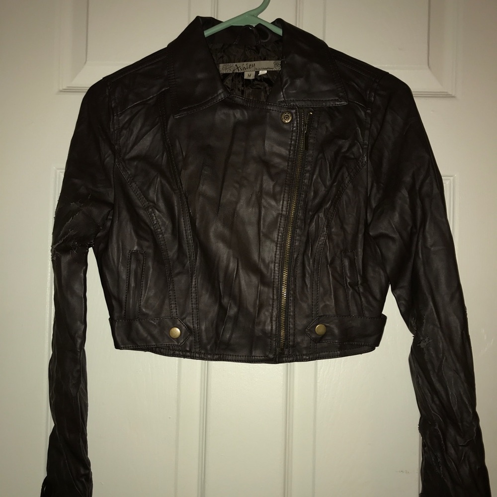 Ashley brown leather jacket!